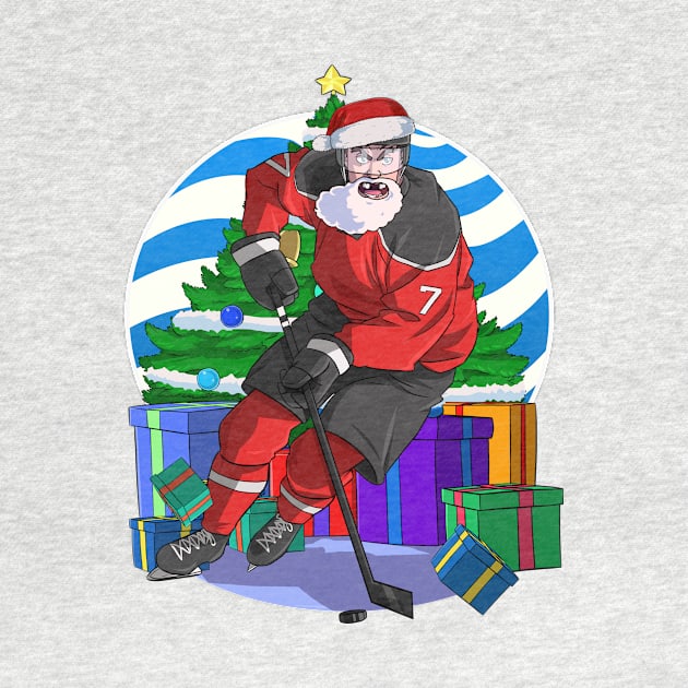 Ice Hockey Player Santa Christmas Tree by Noseking